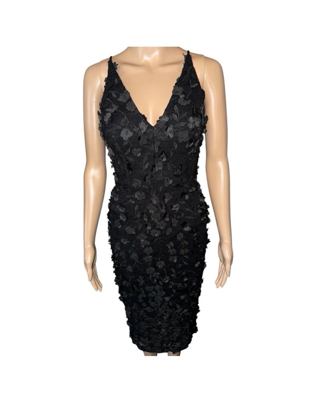 Xscape Floral Black Appliqué Maxi Dress Size 2 Prom Bridesmaid Witchycore